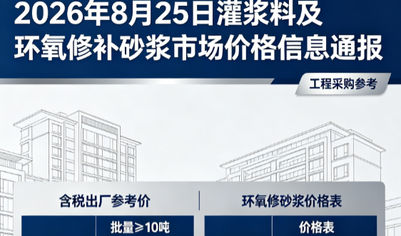 勐腊2026年8月25日灌浆料及环氧修补砂浆市场价格信息通报